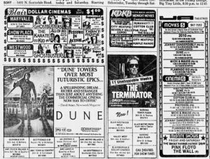 Newspaper with movie times